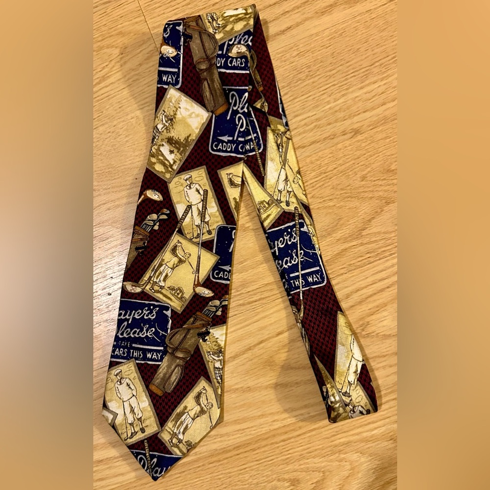 Crooks And Creed London Golf Themed Tie Handmade All Silk Clubs Golfer Caddy 58”